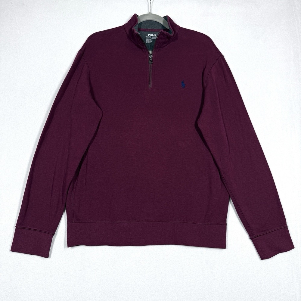 Polo Ralph Lauren Sweater Mens Medium 1/4 Zip Pullover Performance Burgundy Pony